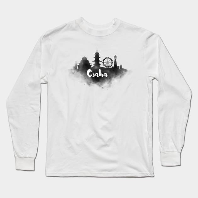 Osaka watercolor Long Sleeve T-Shirt by kursatunsal